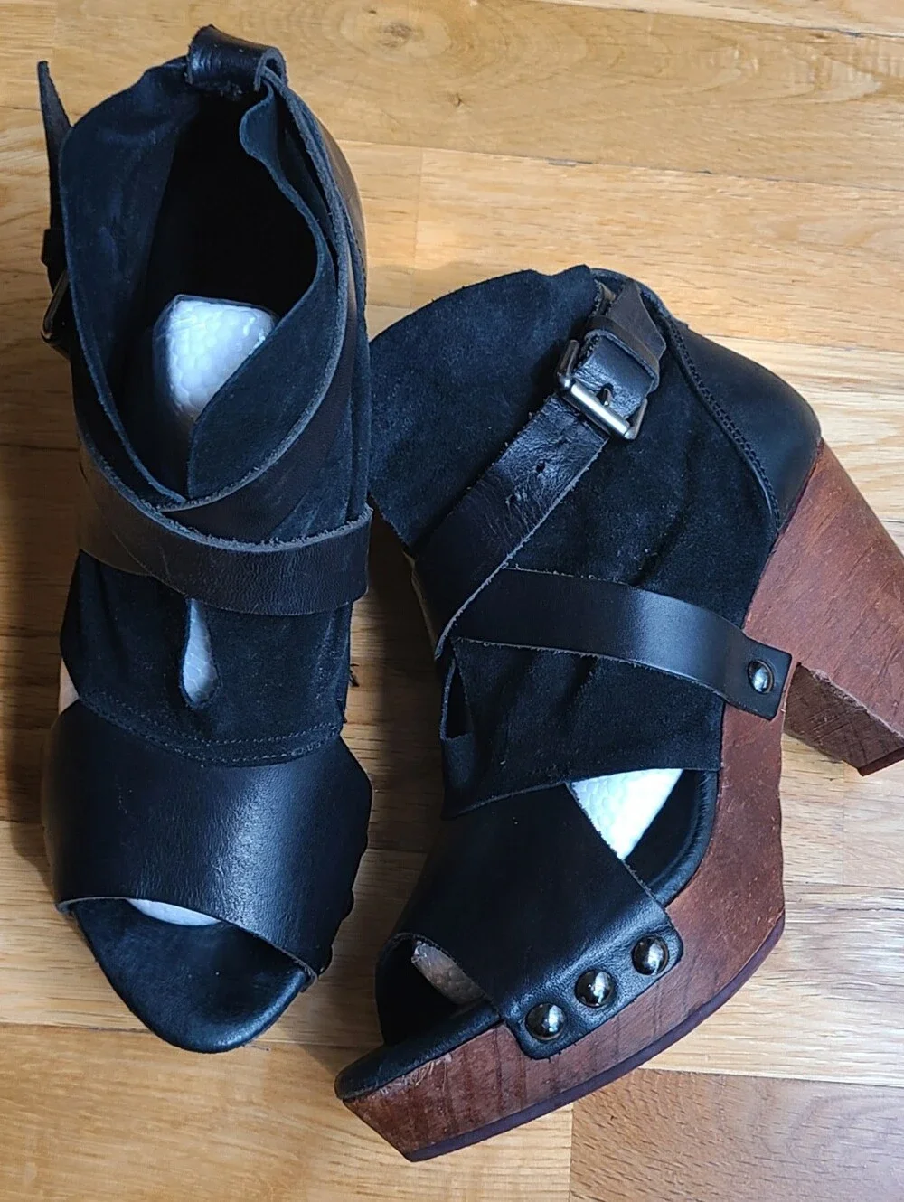 Free People Rendering Crochet Clog Black US 6 EU 37 Boho Platform Shoes Indie
